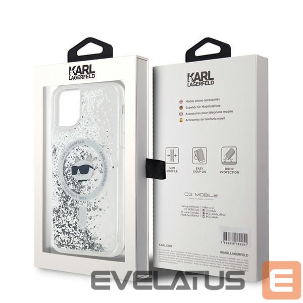 Kitas telefono priedas Karl Lagerfeld Karl Lagerfeld Liquid Glitter Choupette Head MagSafe Case for iPhone 11 / Xr - Transparent