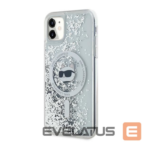 Kitas telefono priedas Karl Lagerfeld Karl Lagerfeld Liquid Glitter Choupette Head MagSafe Case for iPhone 11 / Xr - Transparent