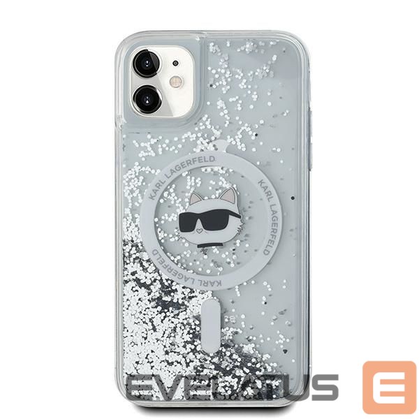 Kitas telefono priedas Karl Lagerfeld Karl Lagerfeld Liquid Glitter Choupette Head MagSafe Case for iPhone 11 / Xr - Transparent