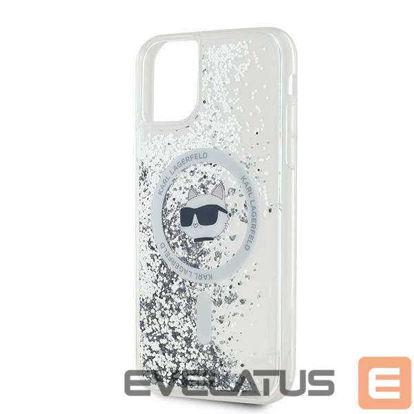 Kitas telefono priedas Karl Lagerfeld Karl Lagerfeld Liquid Glitter Choupette Head MagSafe Case for iPhone 11 / Xr - Transparent