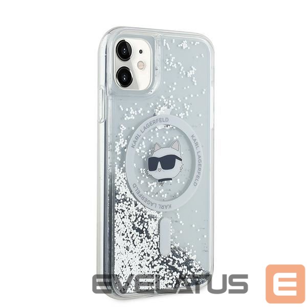 Kitas telefono priedas Karl Lagerfeld Karl Lagerfeld Liquid Glitter Choupette Head MagSafe Case for iPhone 11 / Xr - Transparent
