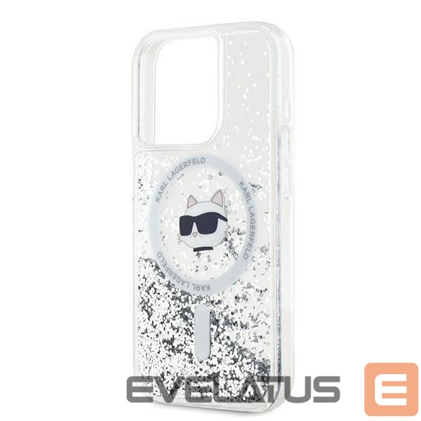 Kitas telefono priedas Karl Lagerfeld Karl Lagerfeld Liquid Glitter Choupette Head MagSafe case for iPhone 13 Pro Max - transparent