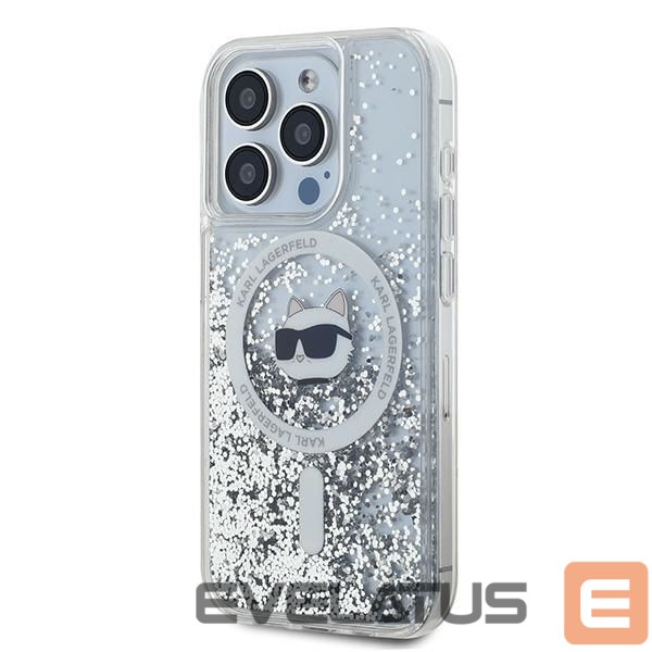 Kitas telefono priedas Karl Lagerfeld Karl Lagerfeld Liquid Glitter Choupette Head MagSafe case for iPhone 13 Pro Max - transparent