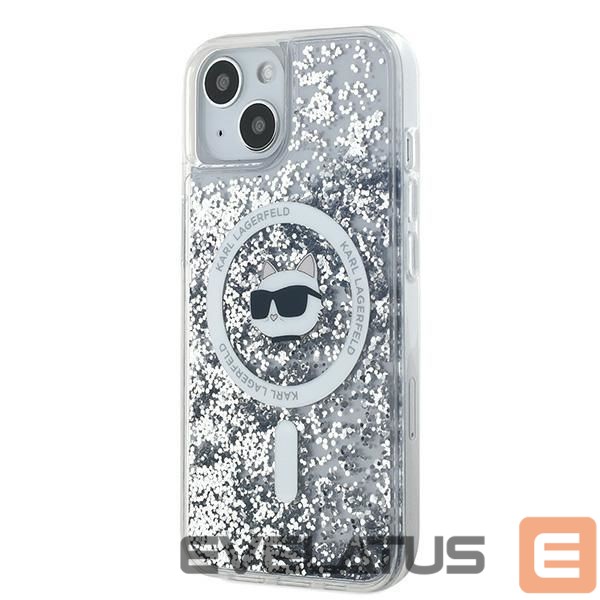 Kitas telefono priedas Karl Lagerfeld Karl Lagerfeld Liquid Glitter Choupette Head MagSafe case for iPhone 14 / 15 / 13 - transparent