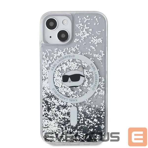Kitas telefono priedas Karl Lagerfeld Karl Lagerfeld Liquid Glitter Choupette Head MagSafe case for iPhone 14 / 15 / 13 - transparent