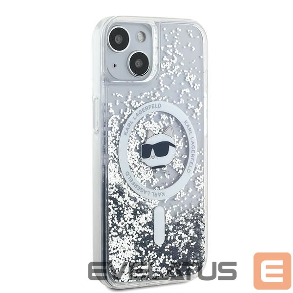 Kitas telefono priedas Karl Lagerfeld Karl Lagerfeld Liquid Glitter Choupette Head MagSafe case for iPhone 14 / 15 / 13 - transparent