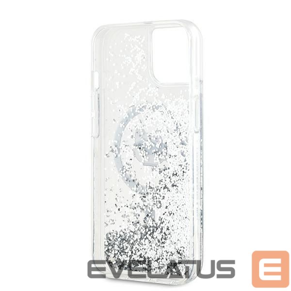 Kitas telefono priedas Karl Lagerfeld Karl Lagerfeld Liquid Glitter Choupette Head MagSafe case for iPhone 14 / 15 / 13 - transparent