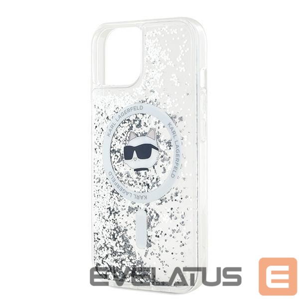 Kitas telefono priedas Karl Lagerfeld Karl Lagerfeld Liquid Glitter Choupette Head MagSafe case for iPhone 14 / 15 / 13 - transparent