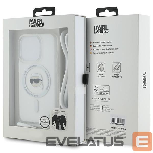 Kitas telefono priedas Karl Lagerfeld Karl Lagerfeld Crossbody IML Karl Head MagSafe case for iPhone 15 Pro - transparent