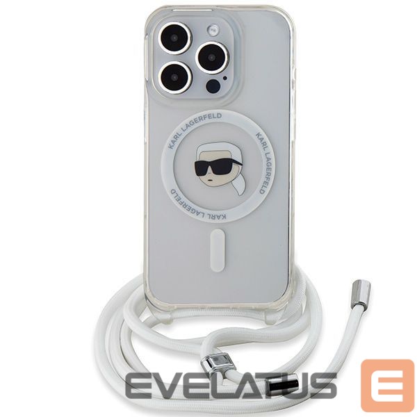 Kitas telefono priedas Karl Lagerfeld Karl Lagerfeld Crossbody IML Karl Head MagSafe case for iPhone 15 Pro - transparent