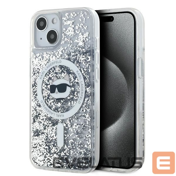 Kitas telefono priedas Karl Lagerfeld Karl Lagerfeld Liquid Glitter Choupette Head MagSafe case for iPhone 15 / 14 / 13 - transparent