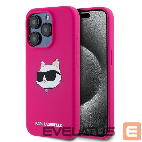 Kitas telefono priedas Karl Lagerfeld Karl Lagerfeld Silicone Choupette Head MagSafe case for iPhone 15 Pro Max - pink