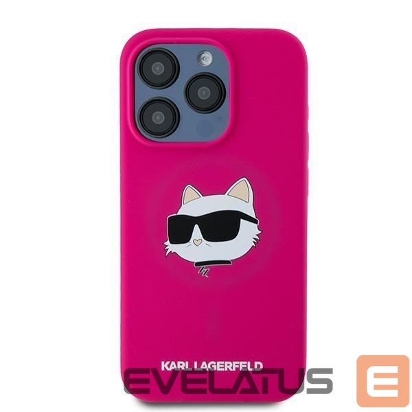 Kitas telefono priedas Karl Lagerfeld Karl Lagerfeld Silicone Choupette Head MagSafe case for iPhone 15 Pro Max - pink