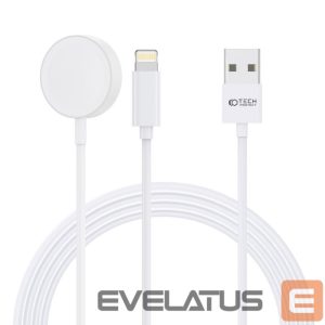 Adapteriai Tech-Protect  Tech-Protect UltraBoost 2in1 Magnetic Charger with USB-C / Lightning Cables for Apple Watch 1.5m - White 