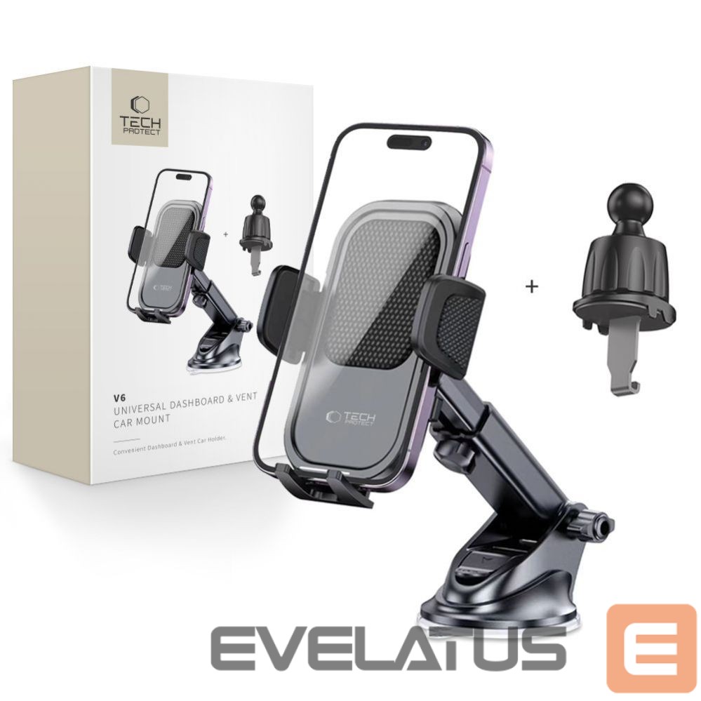 Adapteriai Tech-Protect Tech-Protect V6 Car Phone Holder for Cockpit/Air Vent - Black