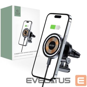 Adapteriai Tech-Protect  Tech-Protect MM15W-V5 Car Phone Holder with MagSafe 15W Inductive Charger for Air Vent - Black 