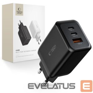 Adapteriai Tech-Protect  Tech-Protect C65W charger 2x USB-C PD 65W / USB-A QC 3.0 - black 