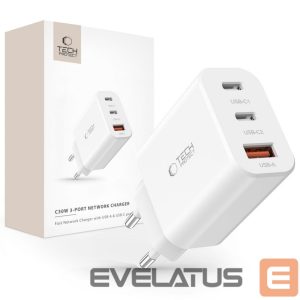 Adapteriai Tech-Protect  Tech-Protect NC30W charger 2x USB-C PD 30W / USB-A QC 3.0 - white 