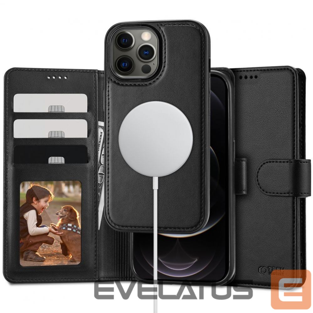 Nugarėlės dėklai Tech-Protect Tech-Protect Wallet MagSafe case for iPhone 12 / 12 Pro - black