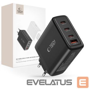Adapteriai Tech-Protect  Tech-Protect NC100W-GAN charger network GaN 3x USB-C PD 100W / USB-A QC 3.0 - black 