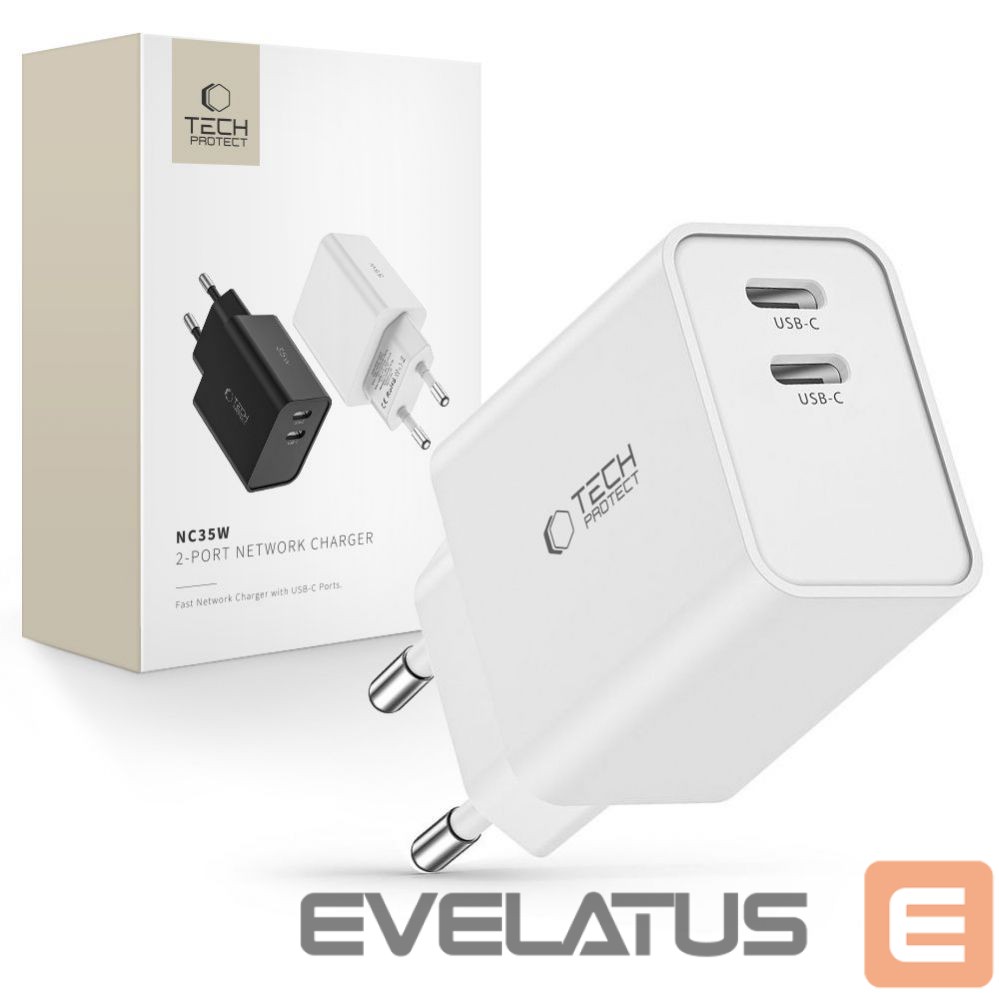 Adapteriai Tech-Protect Tech-Protect C35W charger 2x USB-C PD 35W - white