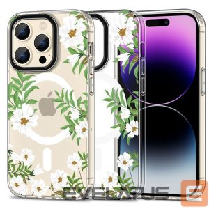 Nugarėlės dėklai Tech-Protect  Flowers || Leaves \ White || Transparent 