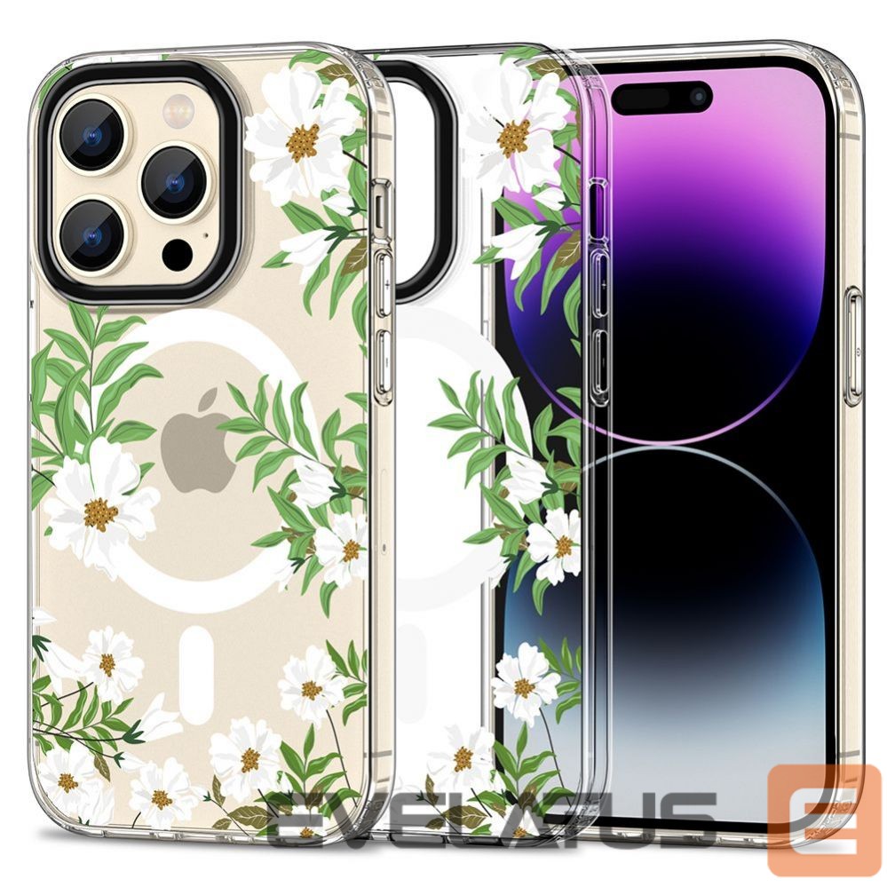 Nugarėlės dėklai Tech-Protect Flowers || Leaves \ White || Transparent