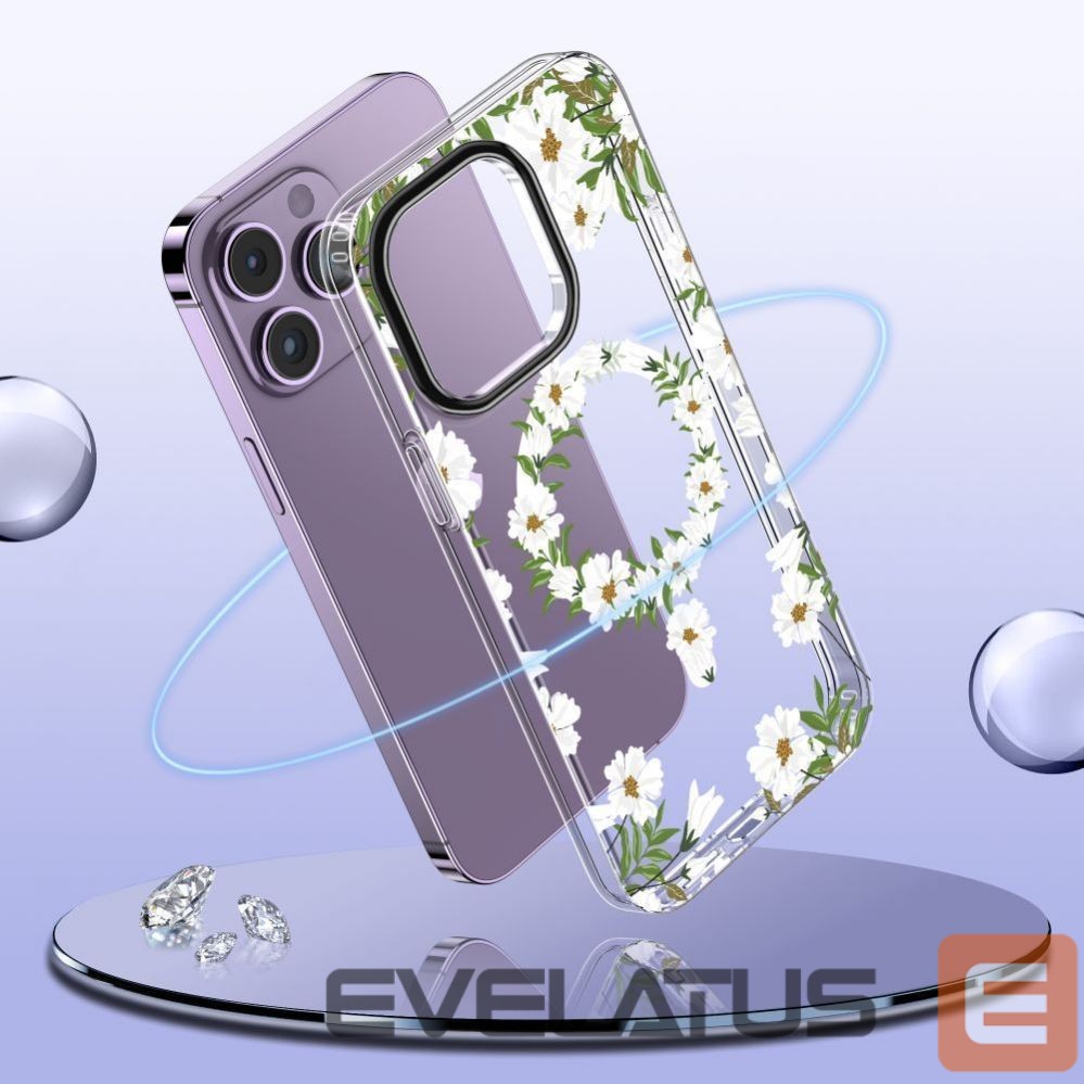 Nugarėlės dėklai Tech-Protect Flowers || Leaves \ White || Transparent