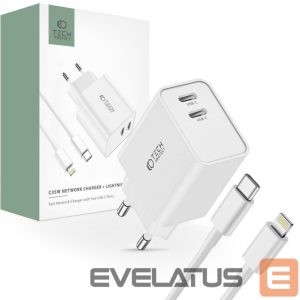 Adapteriai Tech-Protect  White \ with cable \ USB-C (female) || USB-C (męski) || Lightning (male) 