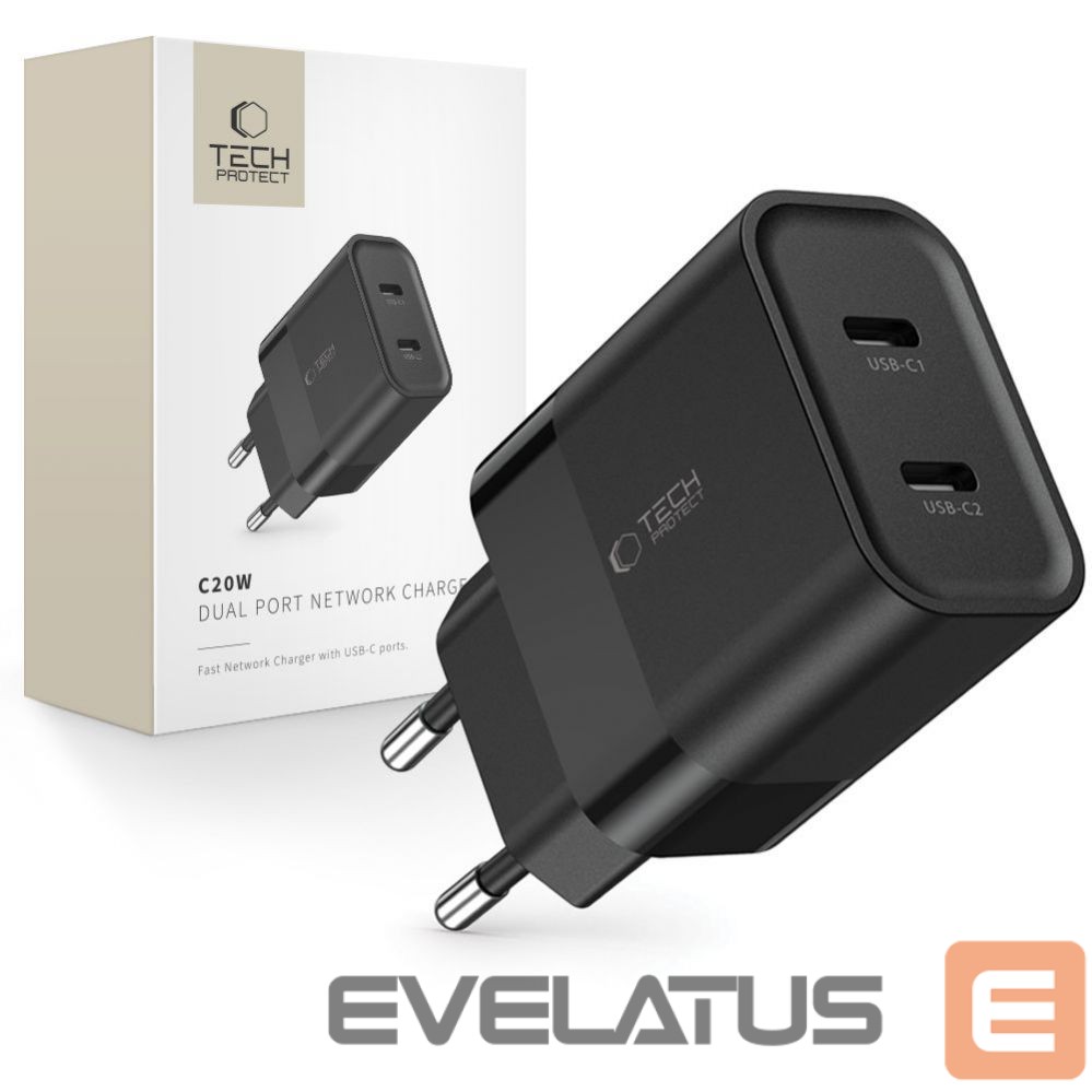 Adapteriai Tech-Protect Black \ USB-C (female) \ without cable