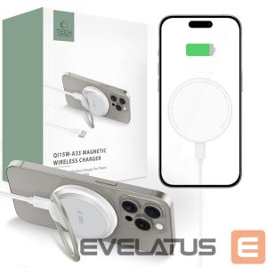 Adapteriai Tech-Protect  Tech-Protect QI15W-A33 Inductive Charger with MagSafe and Stand with USB-A / USB-C Cable - White 