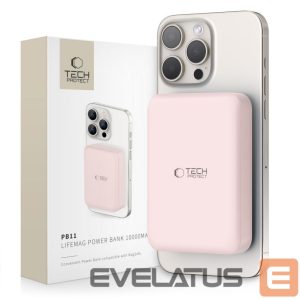 Išorinė baterija Tech-Protect  Tech-Protect LifeMag PB11 Powerbank with MagSafe 10000mAh 15W USB-C port - pink + USB-C cable 