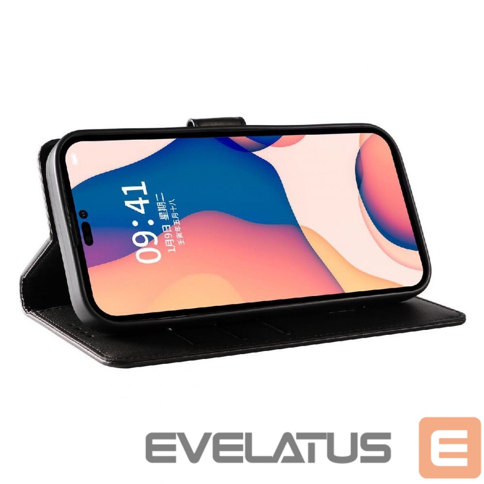 Nugarėlės dėklai Hurtel Leather Book Case for iPhone 16 Pro - black