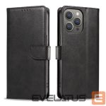 Nugarėlės dėklai Hurtel  Leather Book Case for iPhone 16 Pro Max - black 