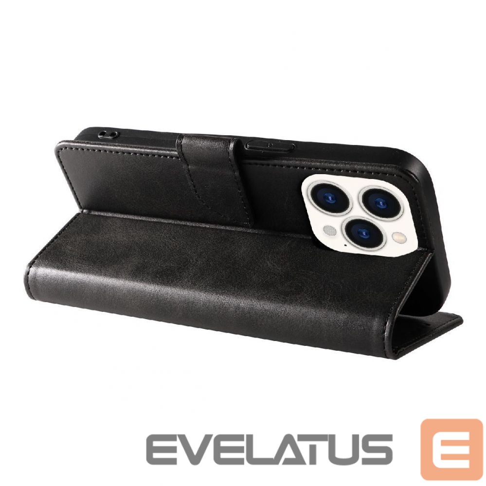 Nugarėlės dėklai Hurtel Leather Book Case for iPhone 16 Pro Max - black