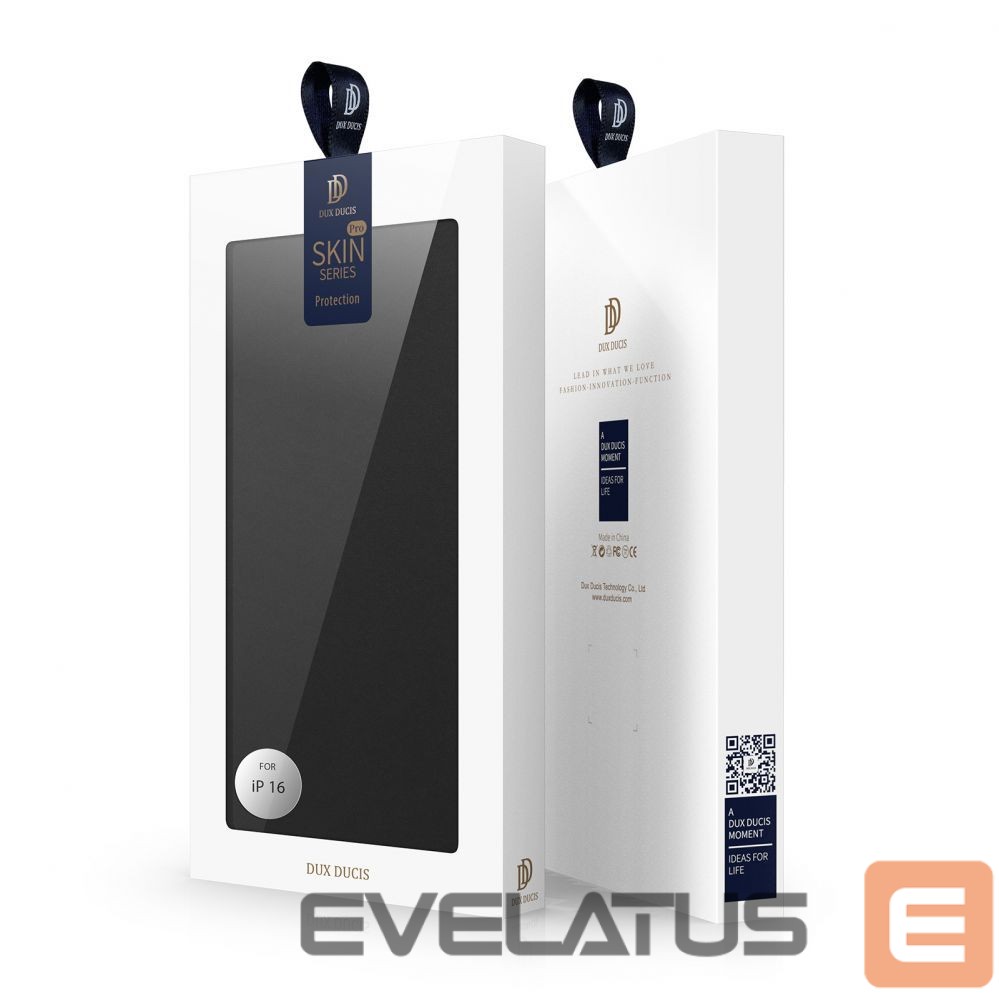 Nugarėlės dėklai Dux Ducis Dux Ducis Skin Pro iPhone 16 Plus Case with Flip and Card Slot - Black