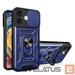 Nugarėlės dėklai Hurtel  Hybrid Armor Camshield iPhone 16 Plus Armored Case with Camera Cover and Stand - Blue 
