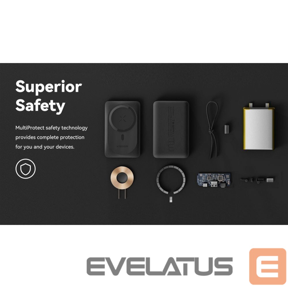 Išorinė baterija Veger Powerbank compatible with Magsafe Veger MagOn (VP1151 / W1151) PD QC3.0 2A 20W with wireless charging 10000 mAh white