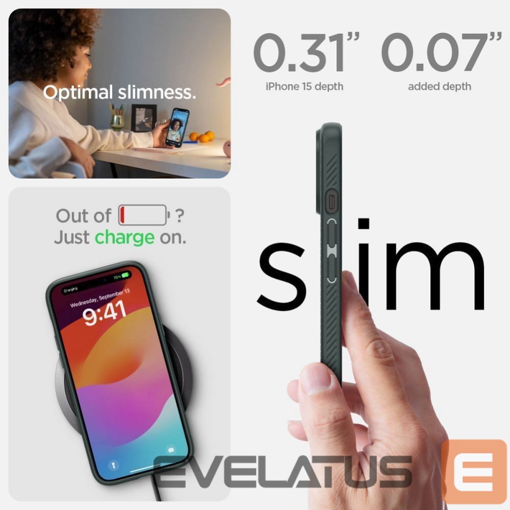 Nugarėlės dėklai Spigen SPIGEN case LIQUID AIR for IPHONE 15 abyss green
