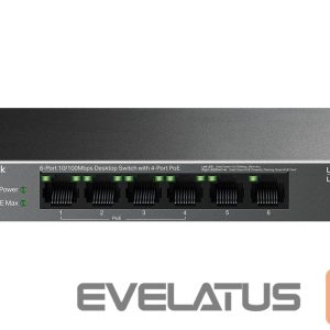 Serveris – kiti priedai TP-Link  LS106LP 6-Port 10/100 Mbps Desktop Switch with 4-Port PoE 