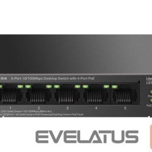 Serveris – kiti priedai TP-Link  LS105LP 5-Port 10/100 Mbps Desktop Switch with 4-Port PoE 