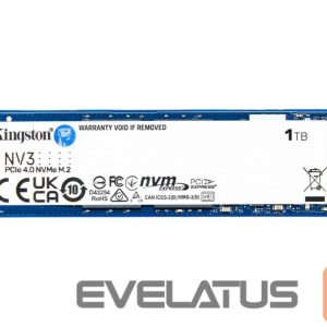 Kietasis diskas SDD Kingston  SSD | NV3 | 1000 GB | SSD form factor M.2 2280 | Solid-state drive interface PCIe NVMe Gen 4.0 (x4) | Read speed 6000 MB/s | Write speed 4000 MB/s 