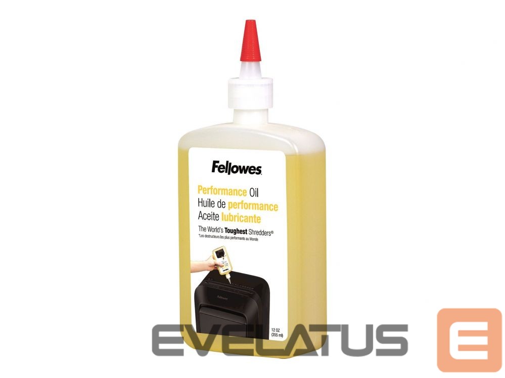 Biuro įrankiai Fellowes | Shredder Oil 355 ml | For use with all cross-cut and micro-cut shredders. Oil shredder each time wastebasket is emptied or a minimum of twice a month. Plastic squeeze bottle with extended nozzle ensures complete coverage