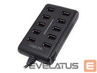 Kabelis Logilink  UA0125 USB Hub 10-Port USB2.0 with power adapter 3.5A, | 