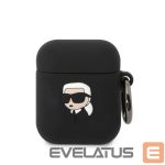 Nugarėlės dėklai Karl Lagerfeld - Karl Lagerfeld 3D Logo NFT Karl Head Silicone Case for AirPods 1/2 Black 