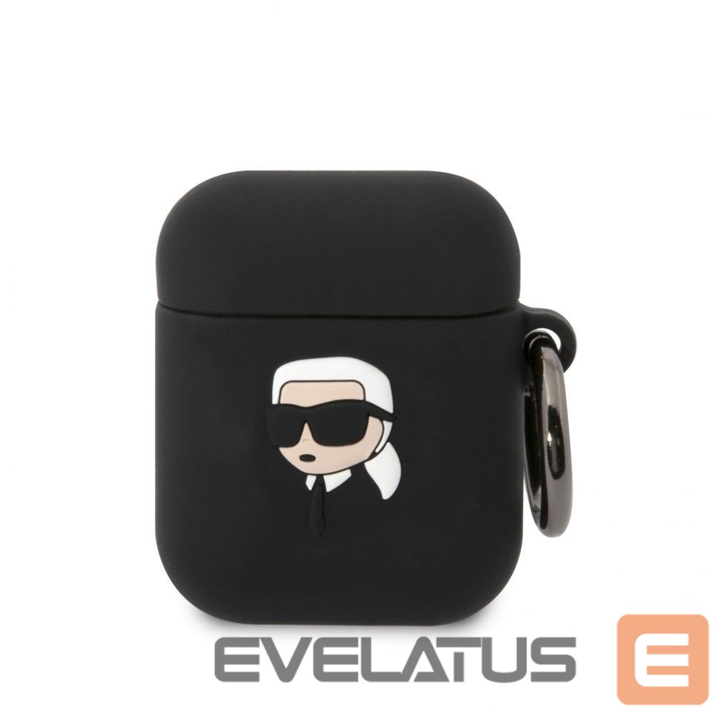 Nugarėlės dėklai Karl Lagerfeld - Karl Lagerfeld 3D Logo NFT Karl Head Silicone Case for AirPods 1/2 Black
