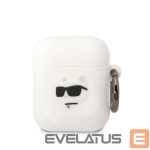 Nugarėlės dėklai Karl Lagerfeld - Karl Lagerfeld 3D Logo NFT Choupette Head Silicone Case for AirPods 1/2 White 