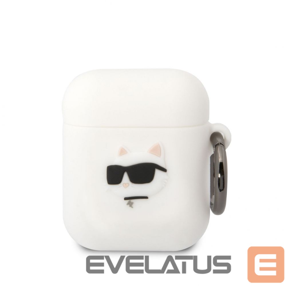 Nugarėlės dėklai Karl Lagerfeld - Karl Lagerfeld 3D Logo NFT Choupette Head Silicone Case for AirPods 1/2 White