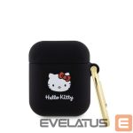 Dėklai ausinėms Hello Kitty - Liquid Silicone 3D Kitty Head Logo Case for AirPods 1/2 Black