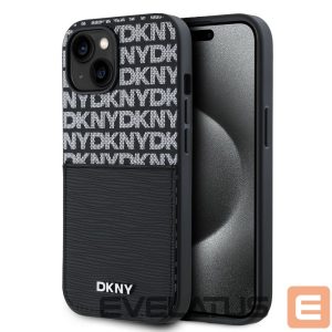 Nugarėlės dėklai DKNY - DKNY PU Leather Repeat Pattern Card Pocket Case for iPhone 14 Black 